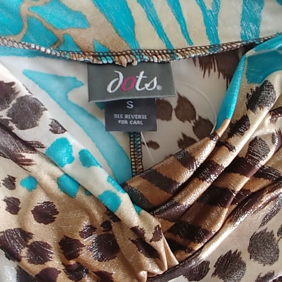 Dots Shimmery Cold Shoulder Animal Print Dress - Picture 5 of 7